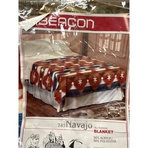 Vtg 70s Beacon Navajo Blanket Twin Full Beach Picnic Made in USA NIP Old Stock